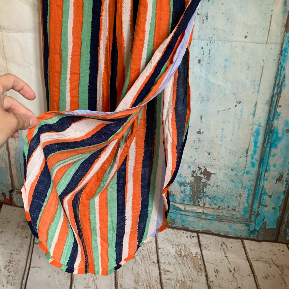 Tie front striped split leg jumpsuit - Picture 3 of 4